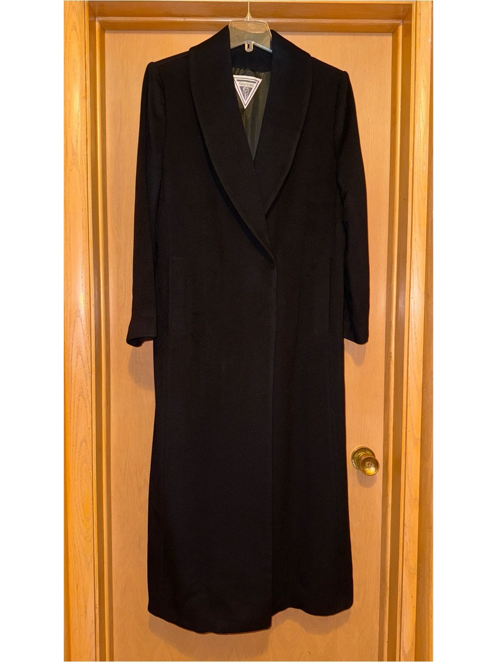 Vintage 100% Cashmere Marvin Richards Long Black Trench Coat